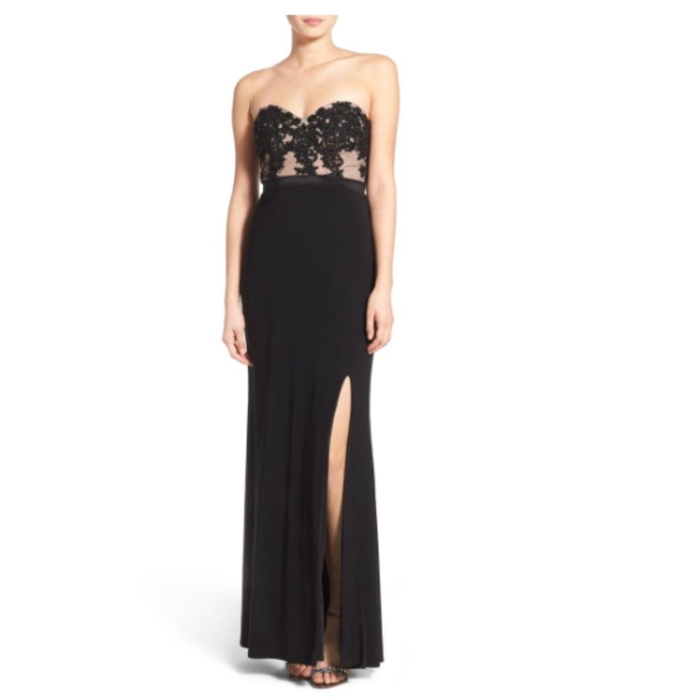 JUMP APPAREL - 'Lucia' Strapless Lace Bodice Gown